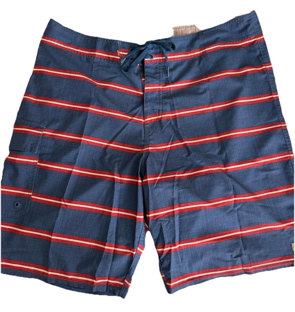 QuikSilver Waterman Collection Men's Board Shorts Blue Red Striped Size 36